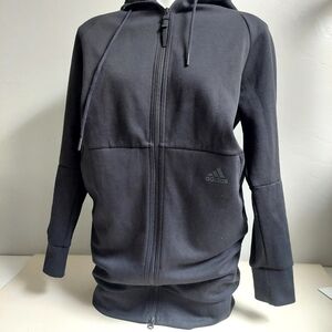 Adidas Black Long Full Zip Hoodie Jacket Size XS Athletic Casual Athleisure‎